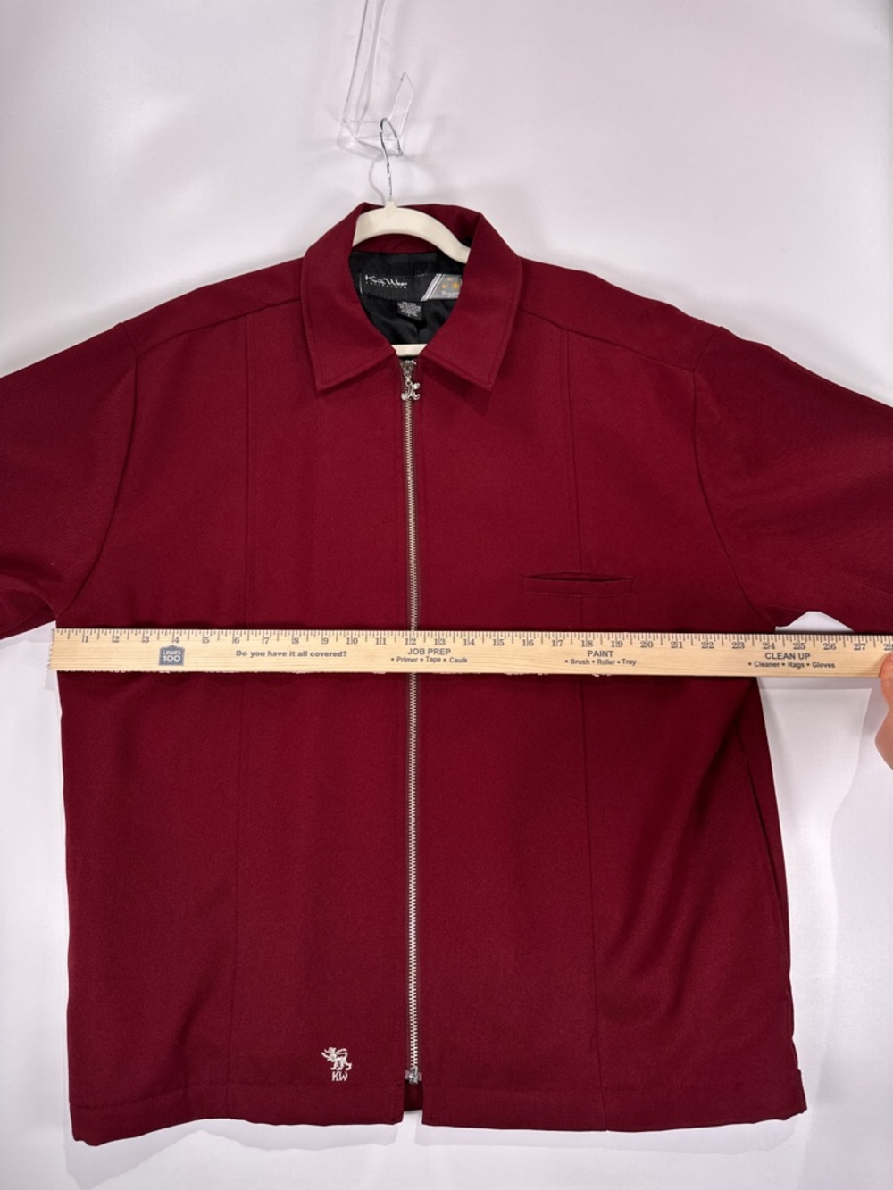 KikWear Smooth Cut Mechanic Jacket Vintage Full Zip Polyester Burgundy L - Picture 10 of 10